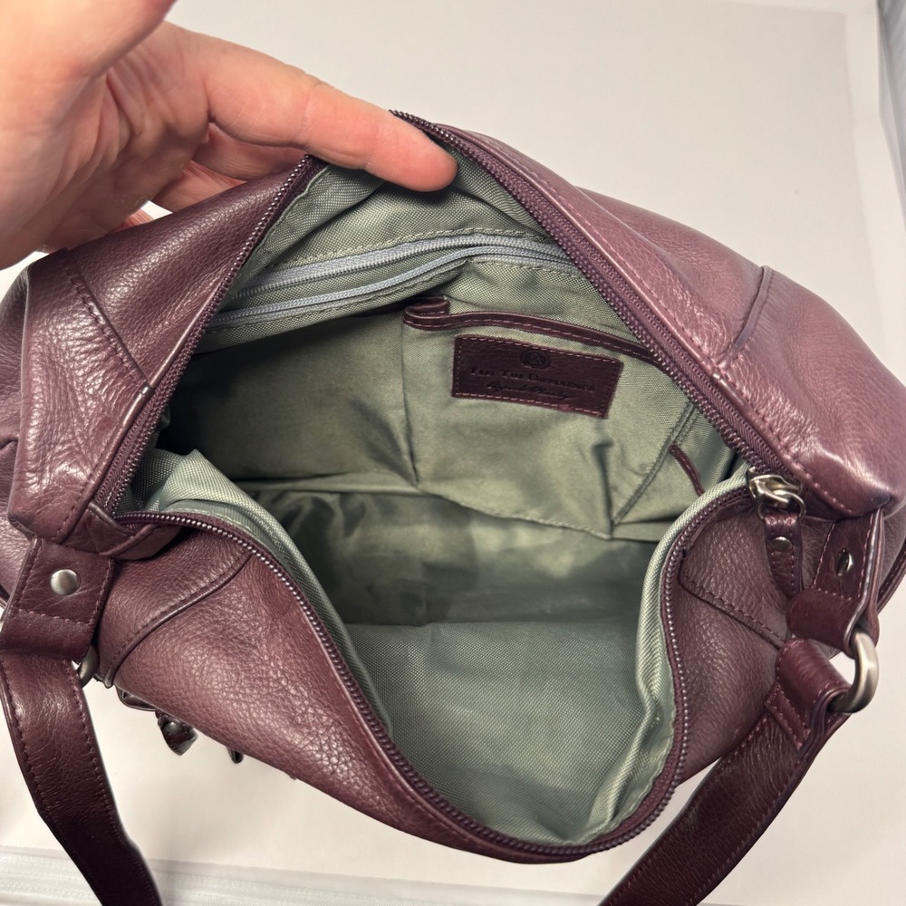 Osgoode Marley Plum Leather RFID Crossbody Bag Organizer Purse - Picture 6 of 11
